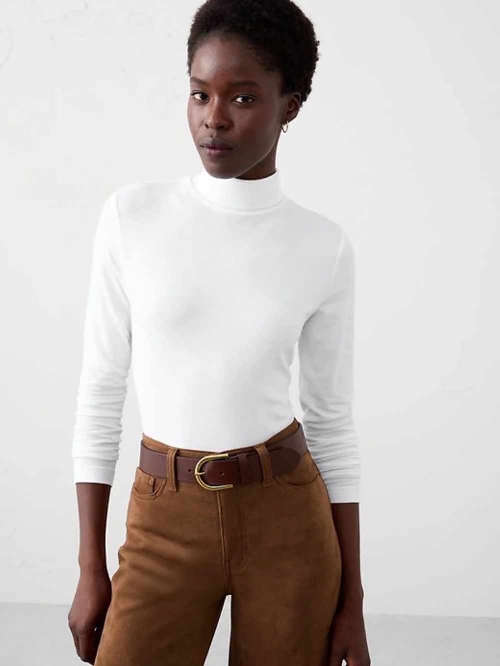 Banana Republic Factory White Mock Neck Long Sleeve Top